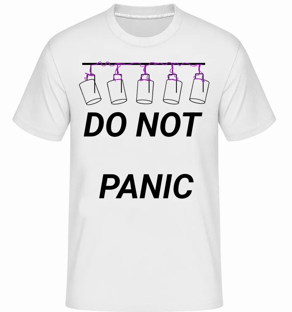 43 white t-shirts | "Don't Panic" episode 19-20: "Oh! Don't panic"